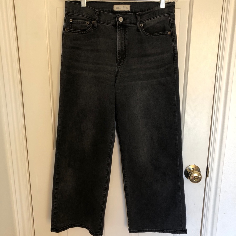 Gap High Rise Wide Leg Black Jeans Size 29R/8